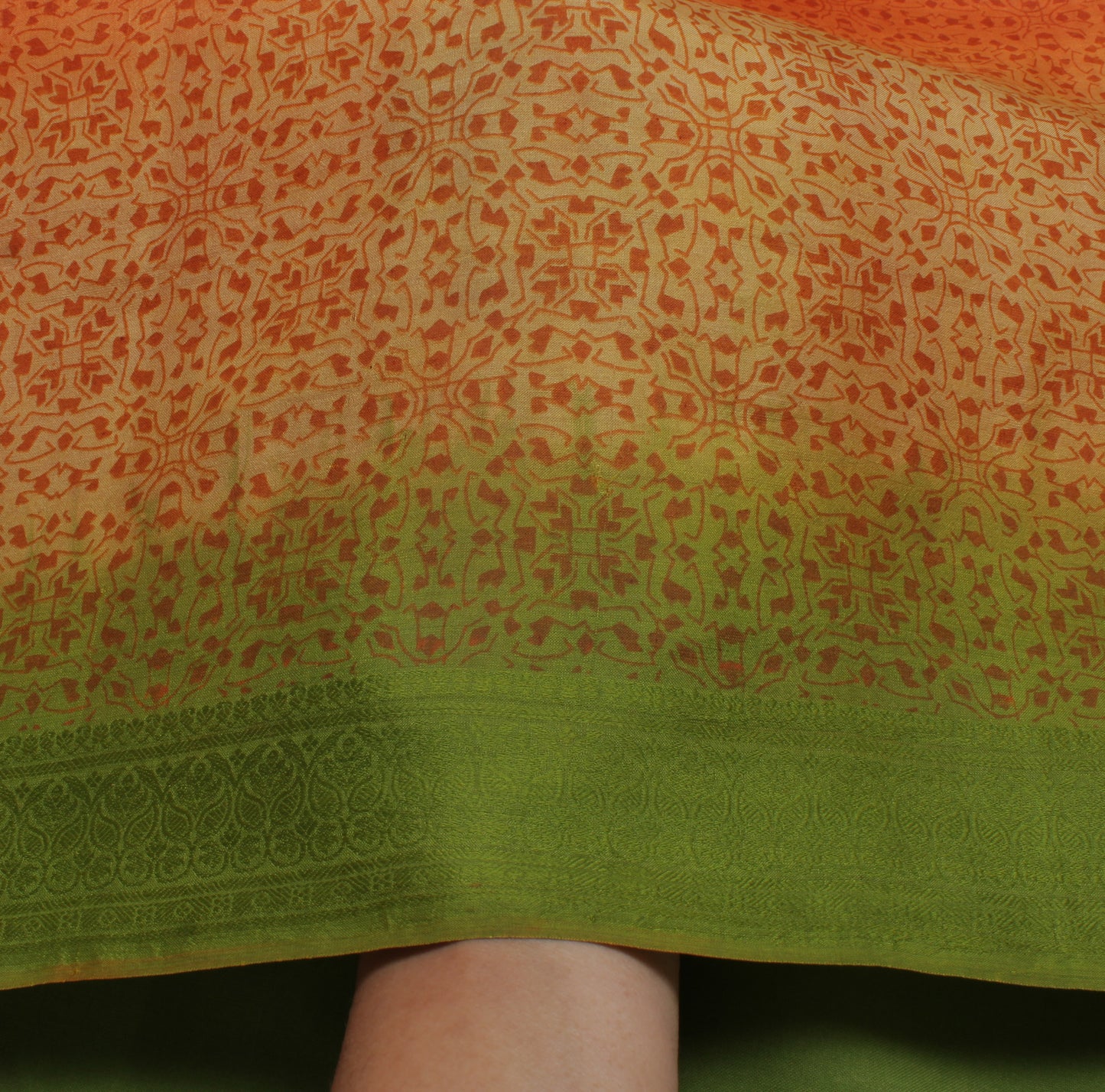 Sushila Vintage Orange Indian Saree 100% Pure Silk Printed  Soft Craft Fabric