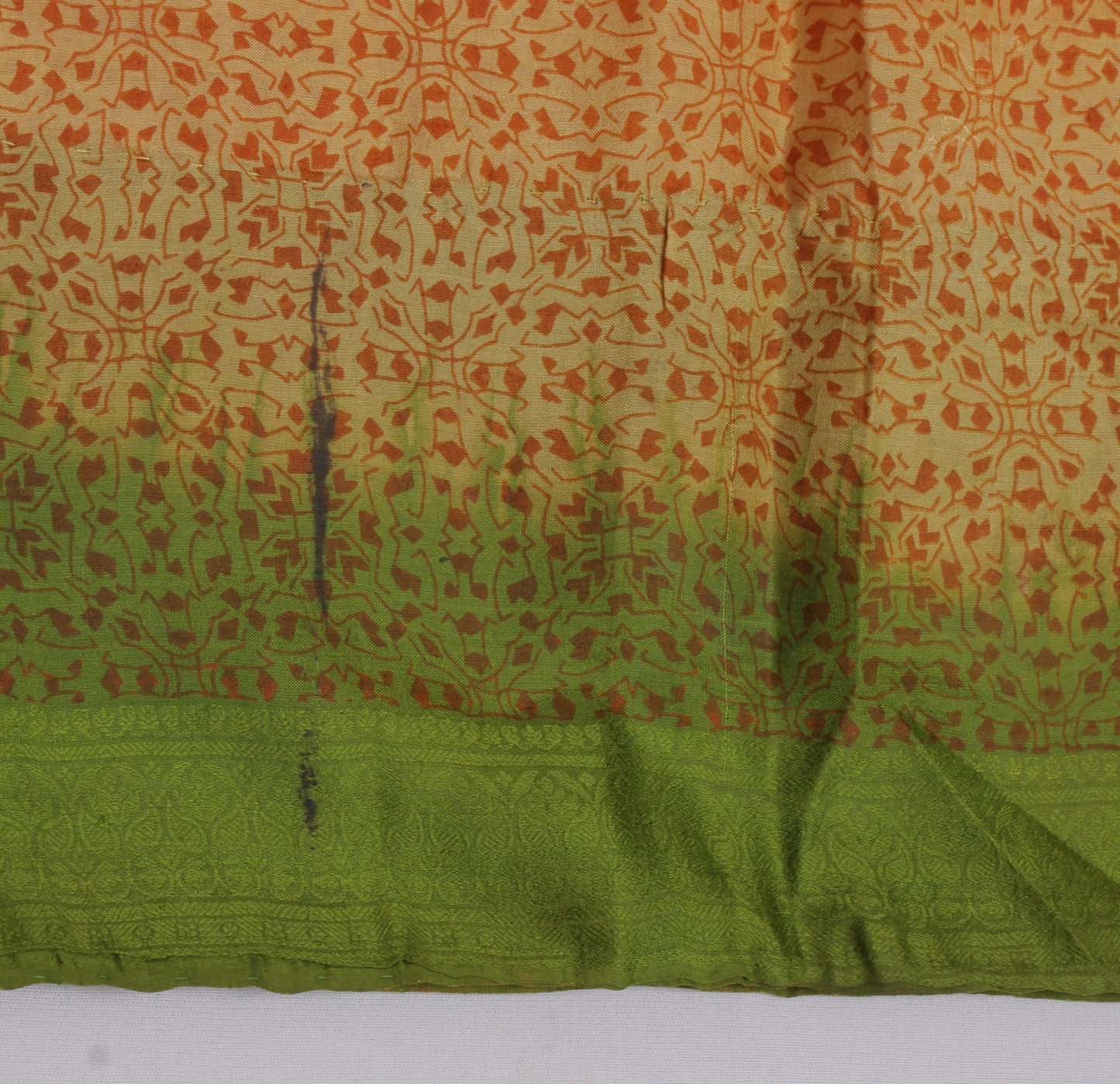 Sushila Vintage Orange Indian Saree 100% Pure Silk Printed  Soft Craft Fabric
