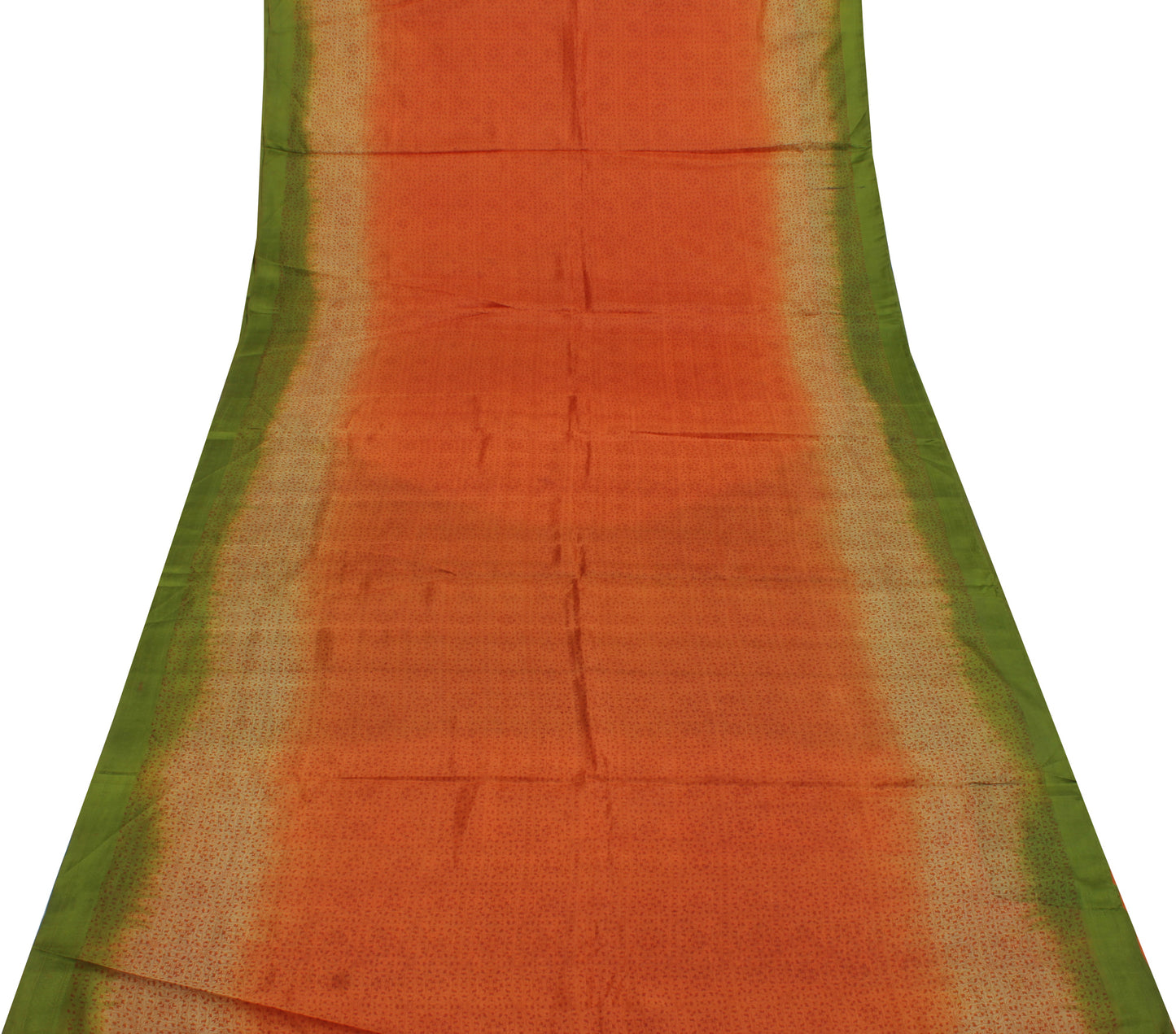 Sushila Vintage Orange Indian Saree 100% Pure Silk Printed  Soft Craft Fabric