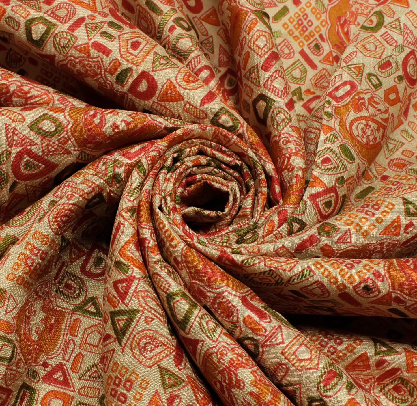 Sushila Vintage Cream Indian Saree 100% Pure Silk Printed  Soft Craft Fabric