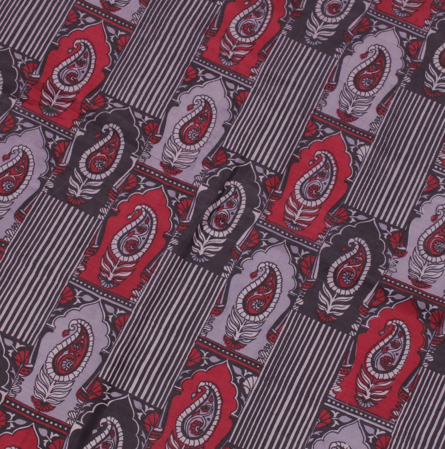 Sushila Vintage Indian Saree 100% Pure Silk Printed Paisley Soft Craft Fabric