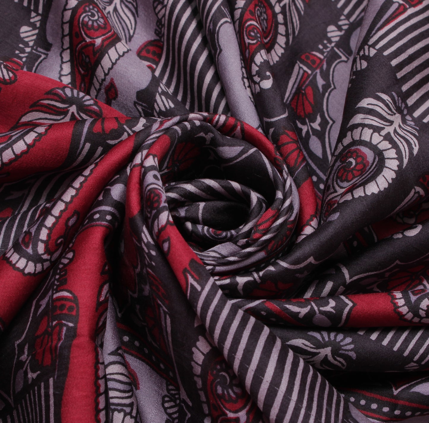 Sushila Vintage Indian Saree 100% Pure Silk Printed Paisley Soft Craft Fabric