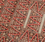 Sushila Vintage Brown Indian Saree 100% Pure Silk Printed  Soft Craft Fabric