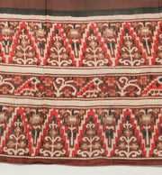 Sushila Vintage Brown Indian Saree 100% Pure Silk Printed  Soft Craft Fabric