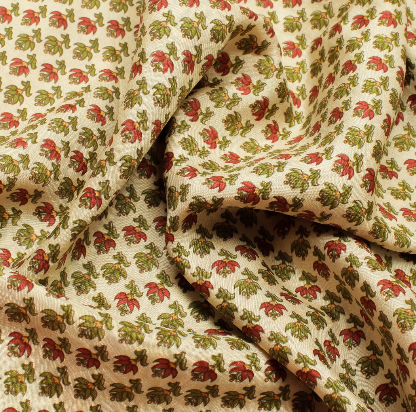Sushila Vintage Cream Saree 100% Pure Silk Printed Floral Soft Craft Fabric