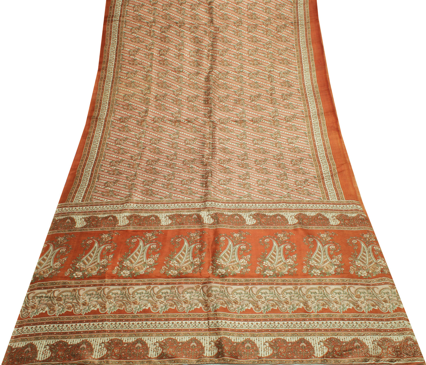Sushila Vintage Indian Saree 100% Pure Silk Printed Floral Soft Craft Fabric