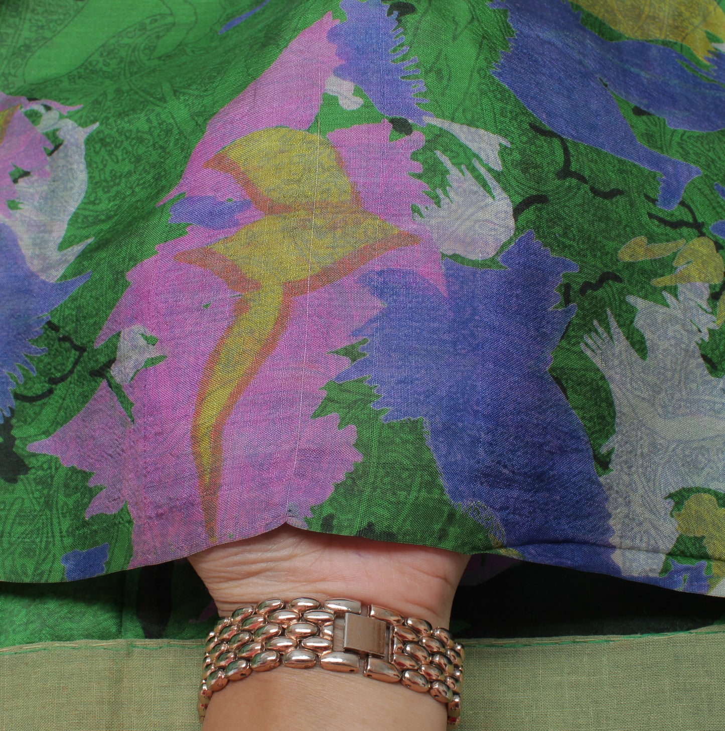 Sushila Vintage Green Indian Saree 100% Pure Silk Printed  Soft Craft Fabric