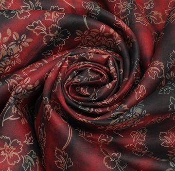 Sushila Vintage Indian Saree 100% Pure Silk Printed Floral Soft Craft Fabric