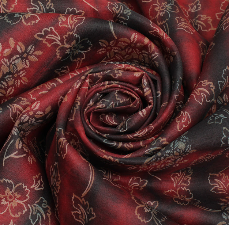 Sushila Vintage Indian Saree 100% Pure Silk Printed Floral Soft Craft Fabric