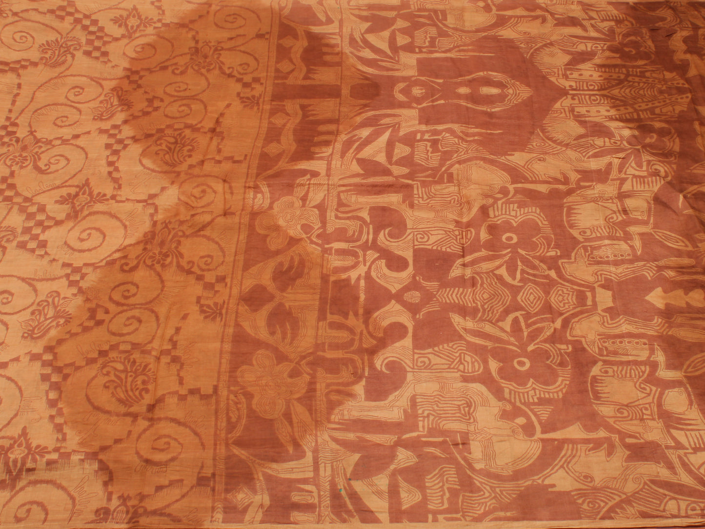 Sushila Vintage Brown Saree 100% Pure Silk Printed Floral Soft Craft Fabric