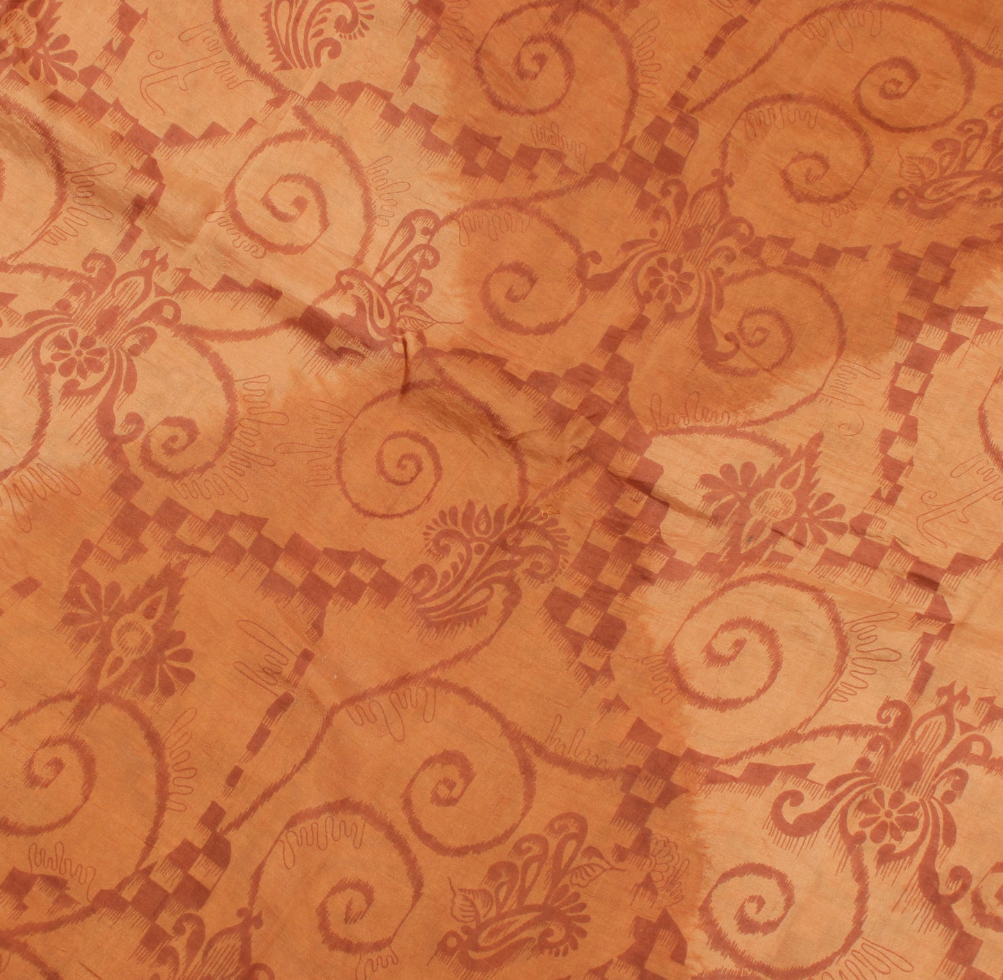 Sushila Vintage Brown Saree 100% Pure Silk Printed Floral Soft Craft Fabric