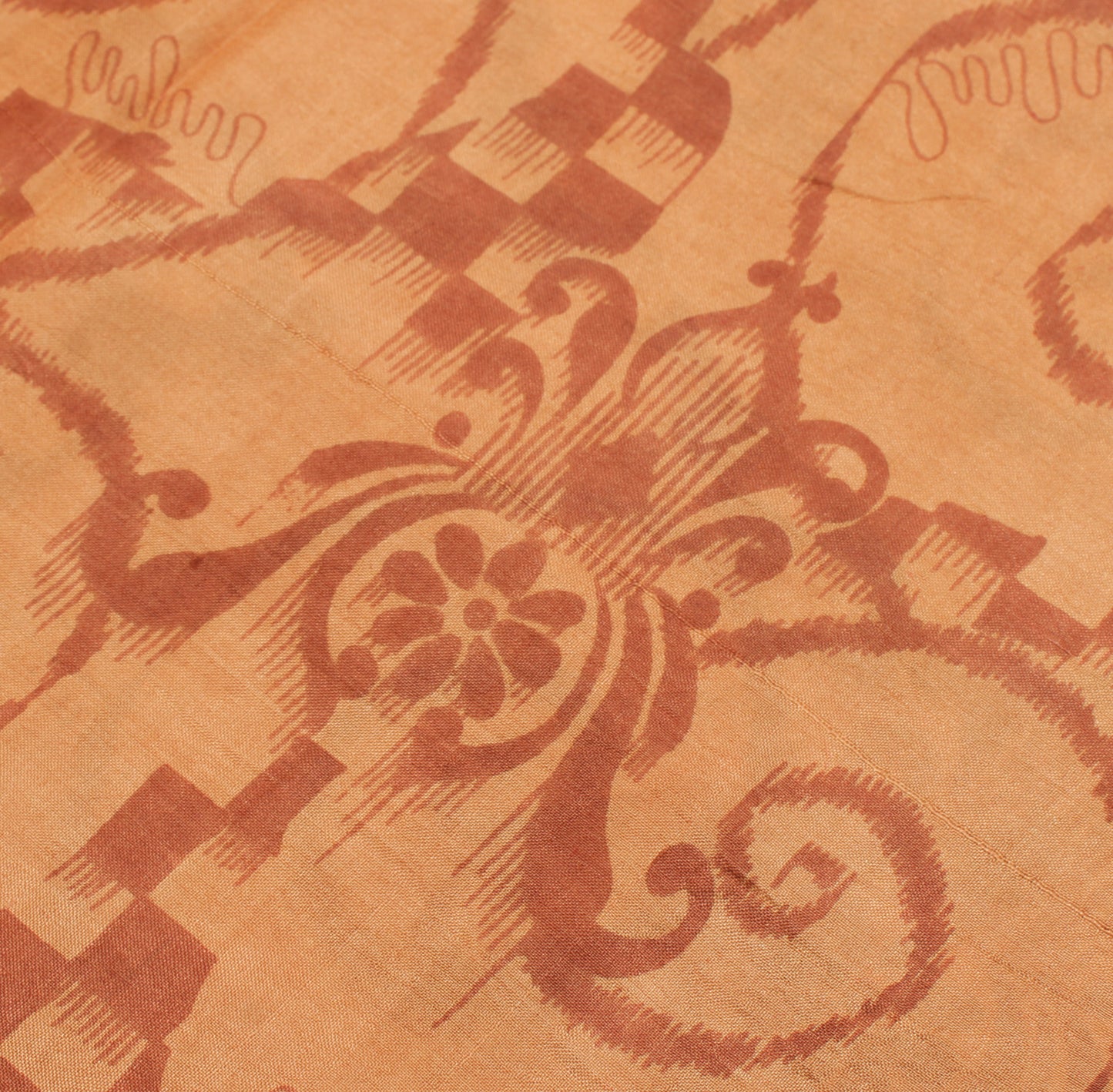 Sushila Vintage Brown Saree 100% Pure Silk Printed Floral Soft Craft Fabric