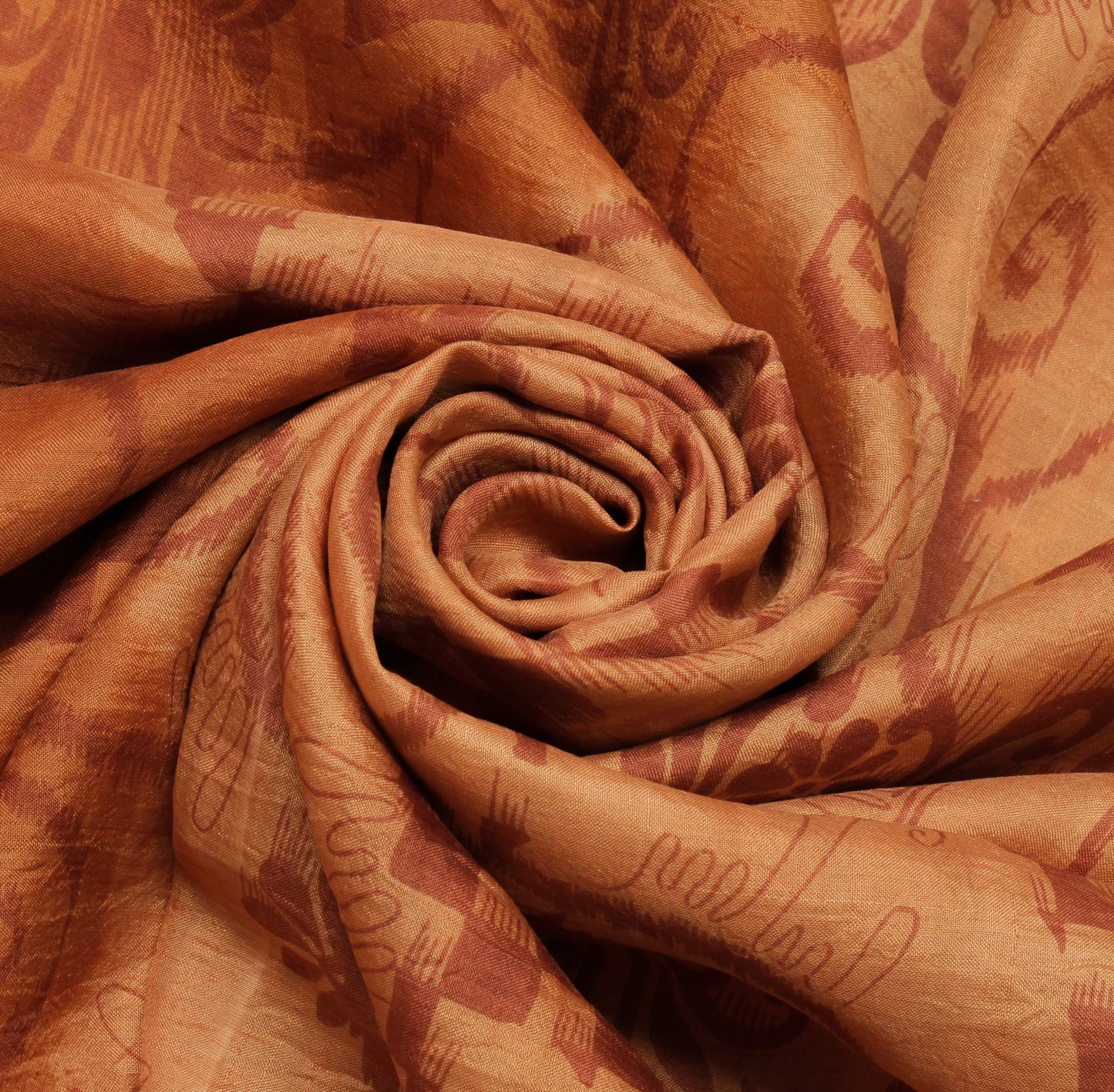 Sushila Vintage Brown Saree 100% Pure Silk Printed Floral Soft Craft Fabric