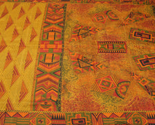 Sushila Vintage Mustard Indian Saree 100% Pure Silk Printed Soft Craft Fabric