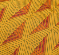 Sushila Vintage Mustard Indian Saree 100% Pure Silk Printed Soft Craft Fabric