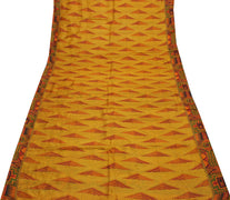 Sushila Vintage Mustard Indian Saree 100% Pure Silk Printed Soft Craft Fabric