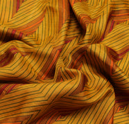 Sushila Vintage Mustard Indian Saree 100% Pure Silk Printed Soft Craft Fabric