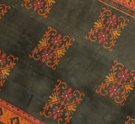 Sushila Vintage Cream Saree 100% Pure Silk Printed Floral Soft Craft Fabric