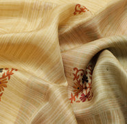Sushila Vintage Cream Saree 100% Pure Silk Printed Floral Soft Craft Fabric