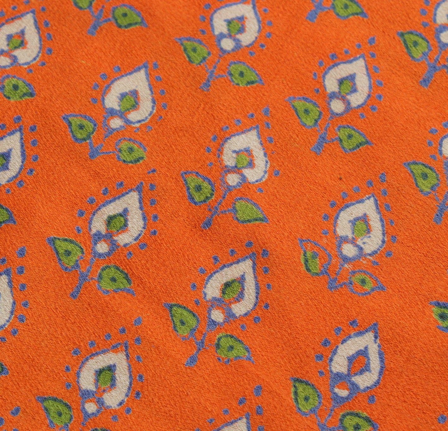 Sushila Vintage Orange Saree 100% Pure Crepe Silk Printed Floral Soft  Fabric