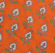 Sushila Vintage Orange Saree 100% Pure Crepe Silk Printed Floral Soft  Fabric