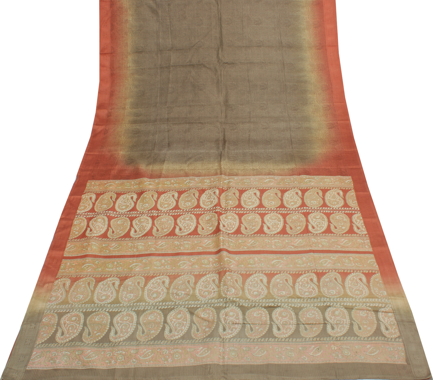 Sushila Vintage Indian Saree 100% Pure Silk Printed Floral Soft Craft Fabric