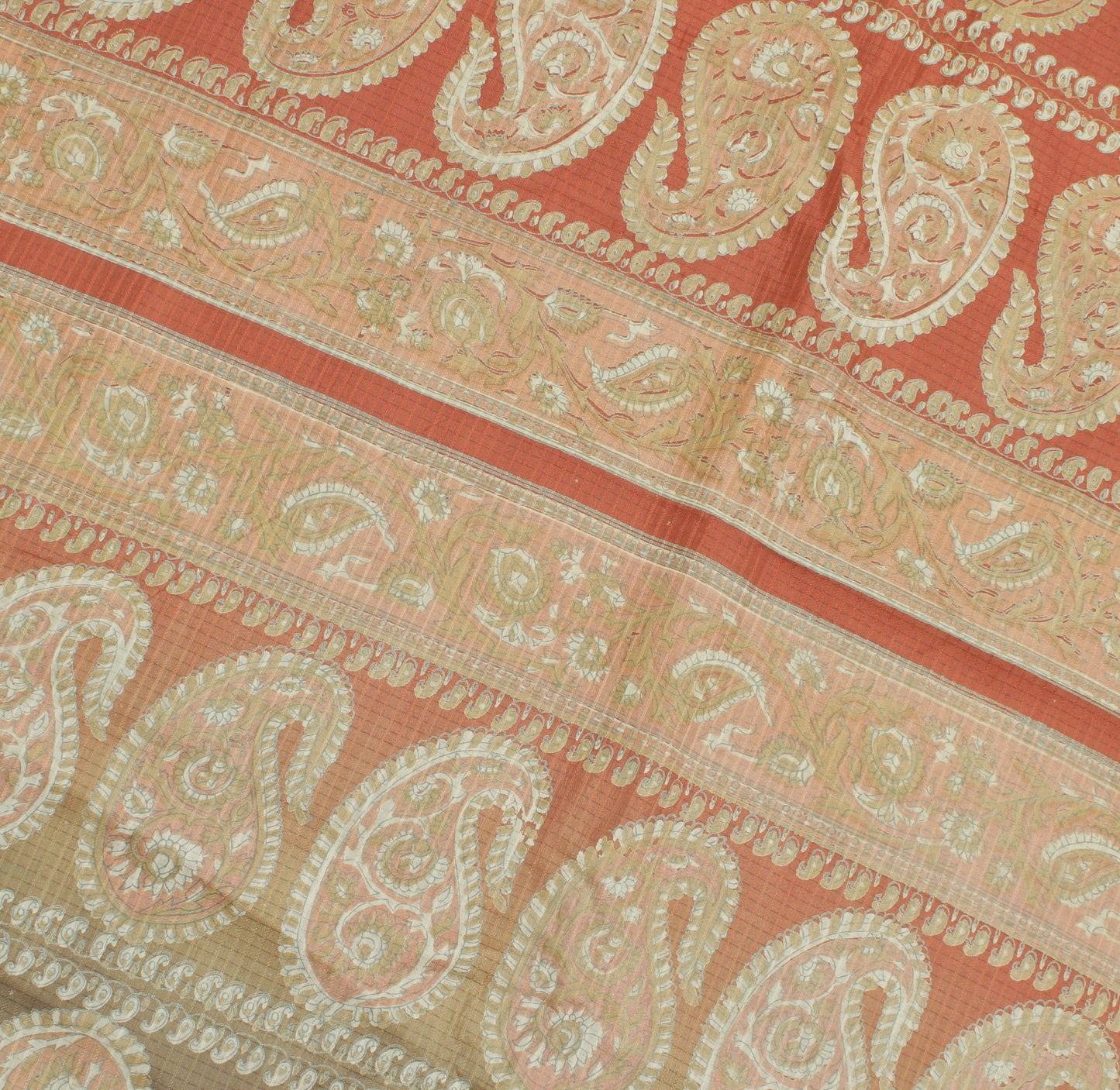Sushila Vintage Indian Saree 100% Pure Silk Printed Floral Soft Craft Fabric