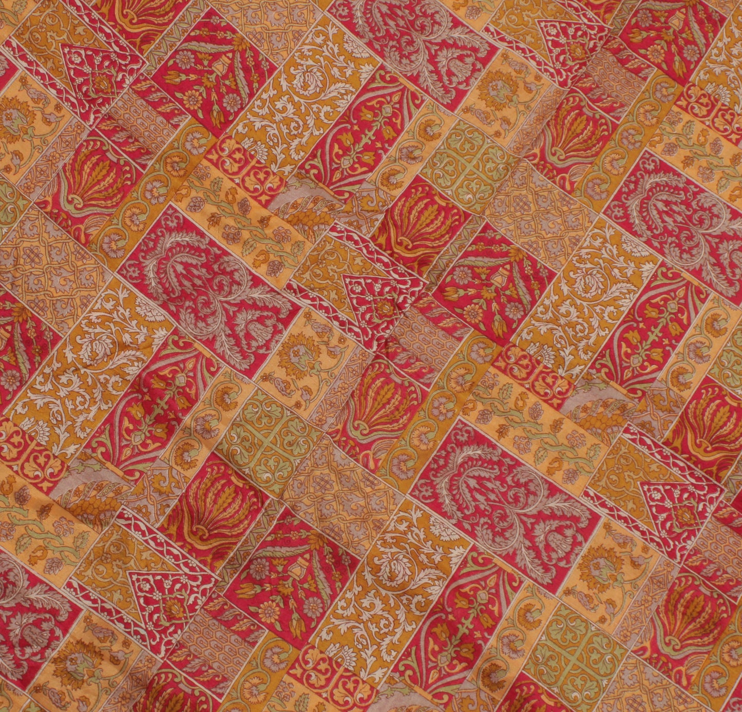 Sushila Vintage Red Indian Saree 100% Pure Silk Printed Soft Craft 5 Yard Fabric