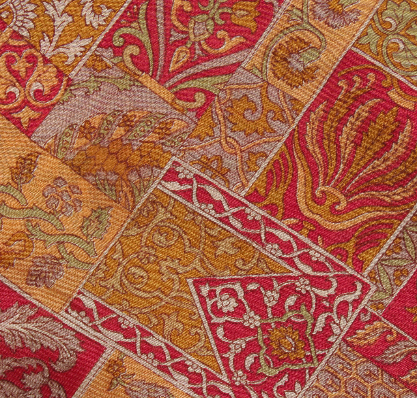 Sushila Vintage Red Indian Saree 100% Pure Silk Printed Soft Craft 5 Yard Fabric