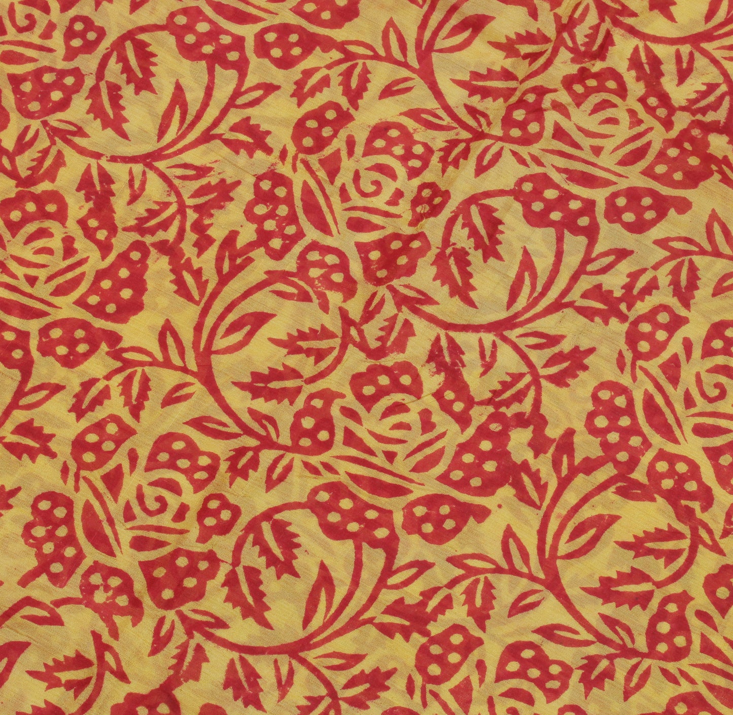 Sushila Vintage Yellow Saree 100% Pure Silk Printed Floral Soft Craft Fabric