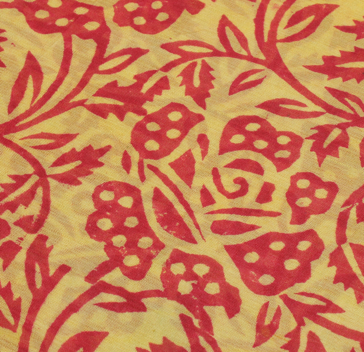Sushila Vintage Yellow Saree 100% Pure Silk Printed Floral Soft Craft Fabric