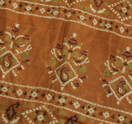 Sushila Vintage Brown Saree 100% Pure Silk Printed Floral Soft Craft Fabric