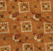 Sushila Vintage Brown Saree 100% Pure Silk Printed Floral Soft Craft Fabric