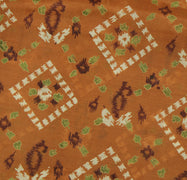 Sushila Vintage Brown Saree 100% Pure Silk Printed Floral Soft Craft Fabric