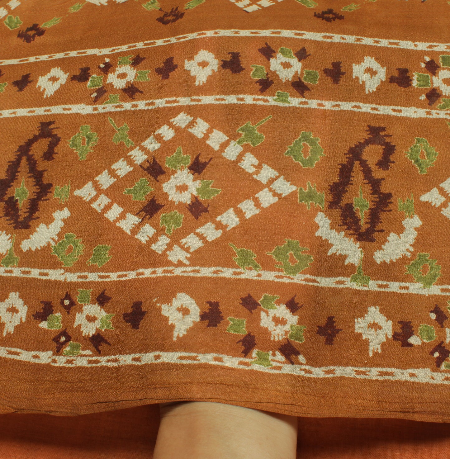 Sushila Vintage Brown Saree 100% Pure Silk Printed Floral Soft Craft Fabric