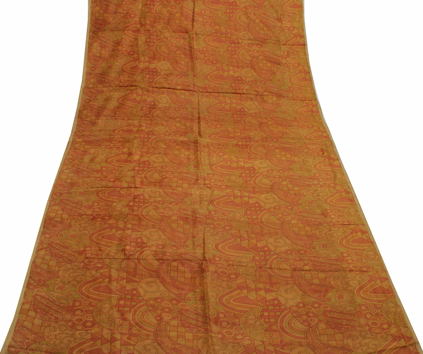 Sushila Vintage Brown Indian Saree 100% Pure Silk Printed Soft Craft Sari Fabric