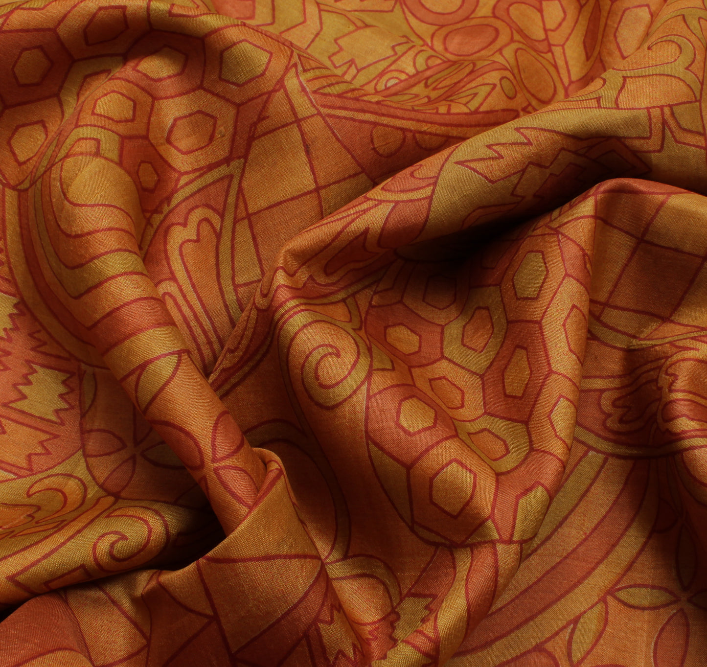 Sushila Vintage Brown Indian Saree 100% Pure Silk Printed Soft Craft Sari Fabric