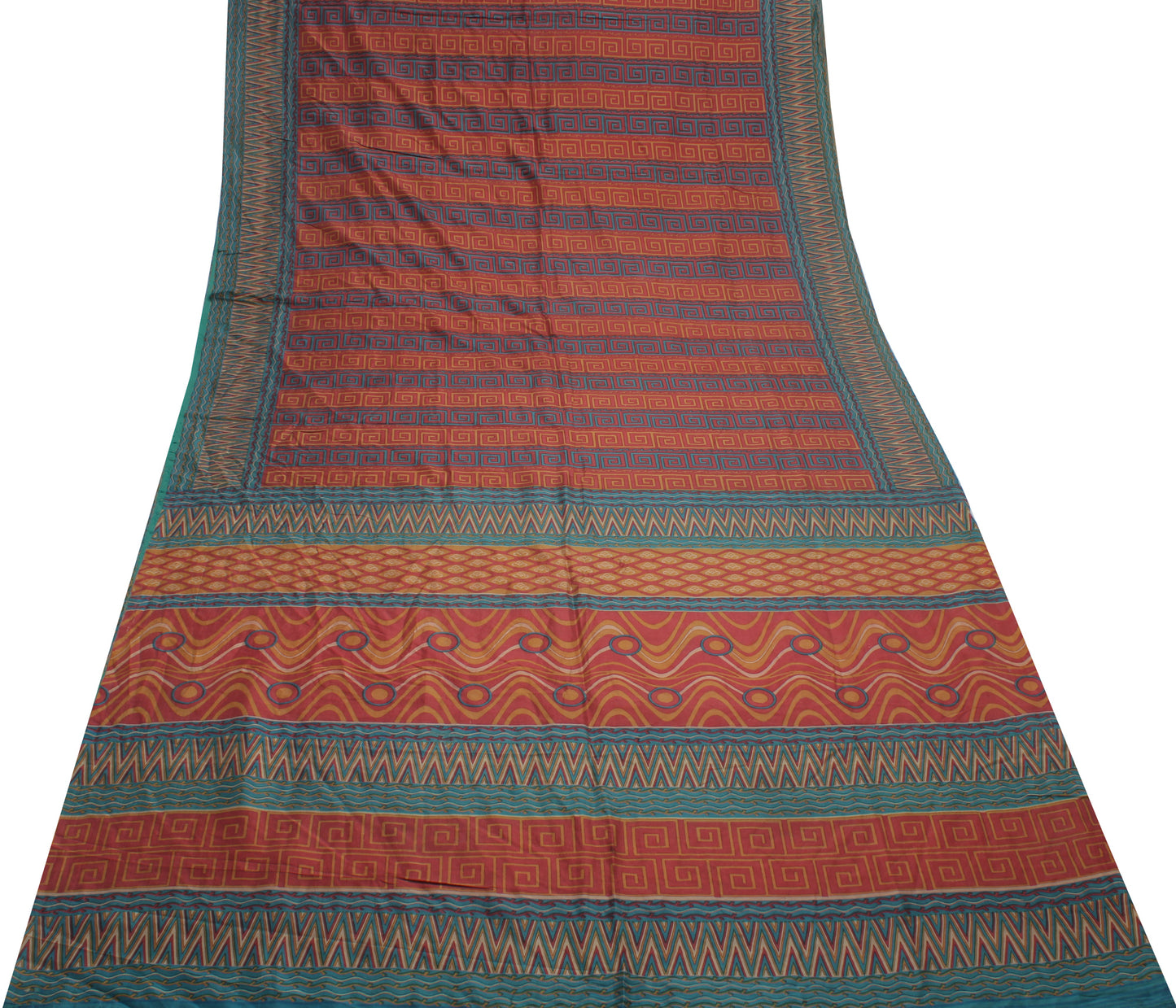 Sushila Vintage Indian Saree 100% Pure Silk Printed Soft Craft 5 Yard Fabric