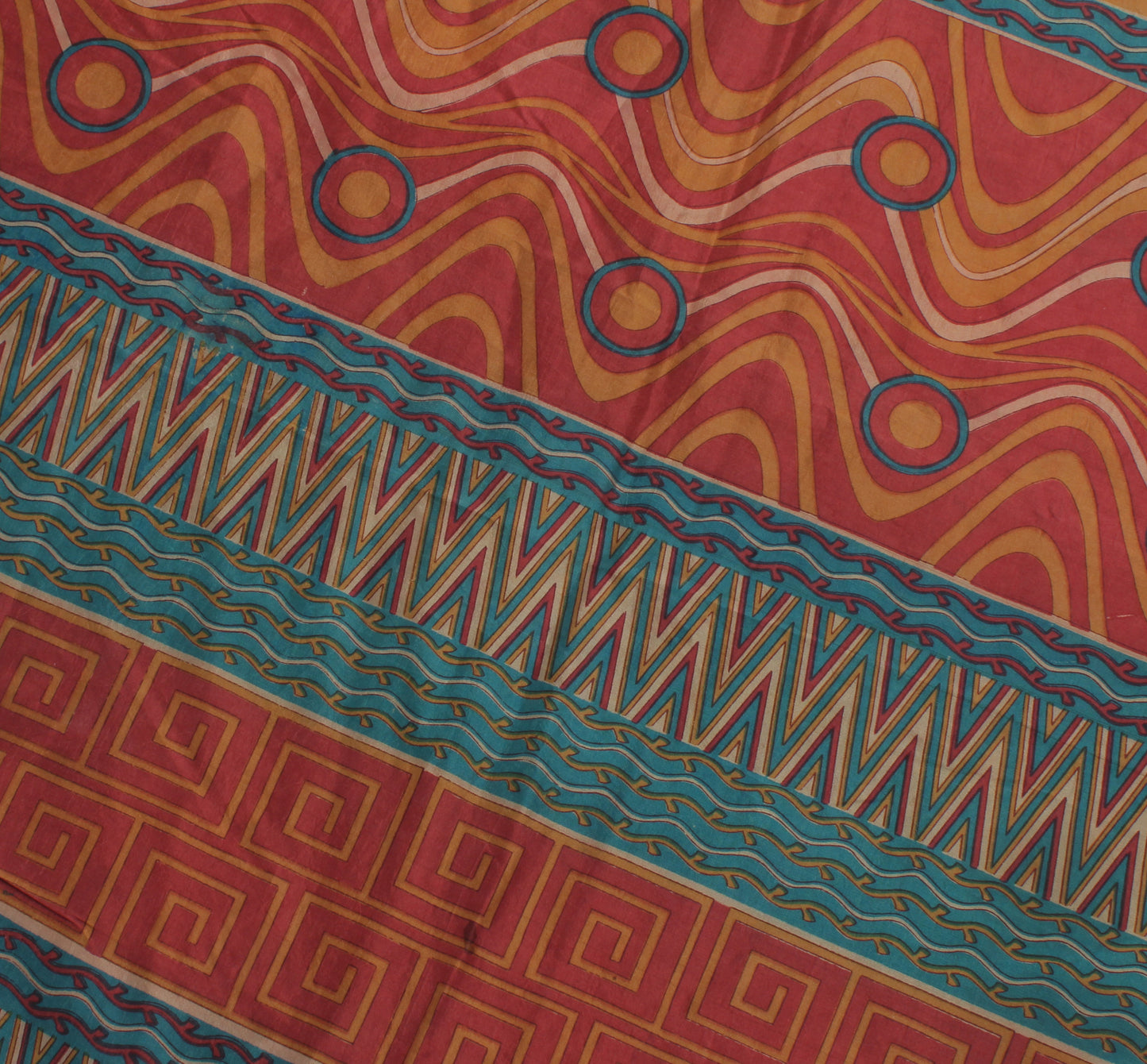 Sushila Vintage Indian Saree 100% Pure Silk Printed Soft Craft 5 Yard Fabric