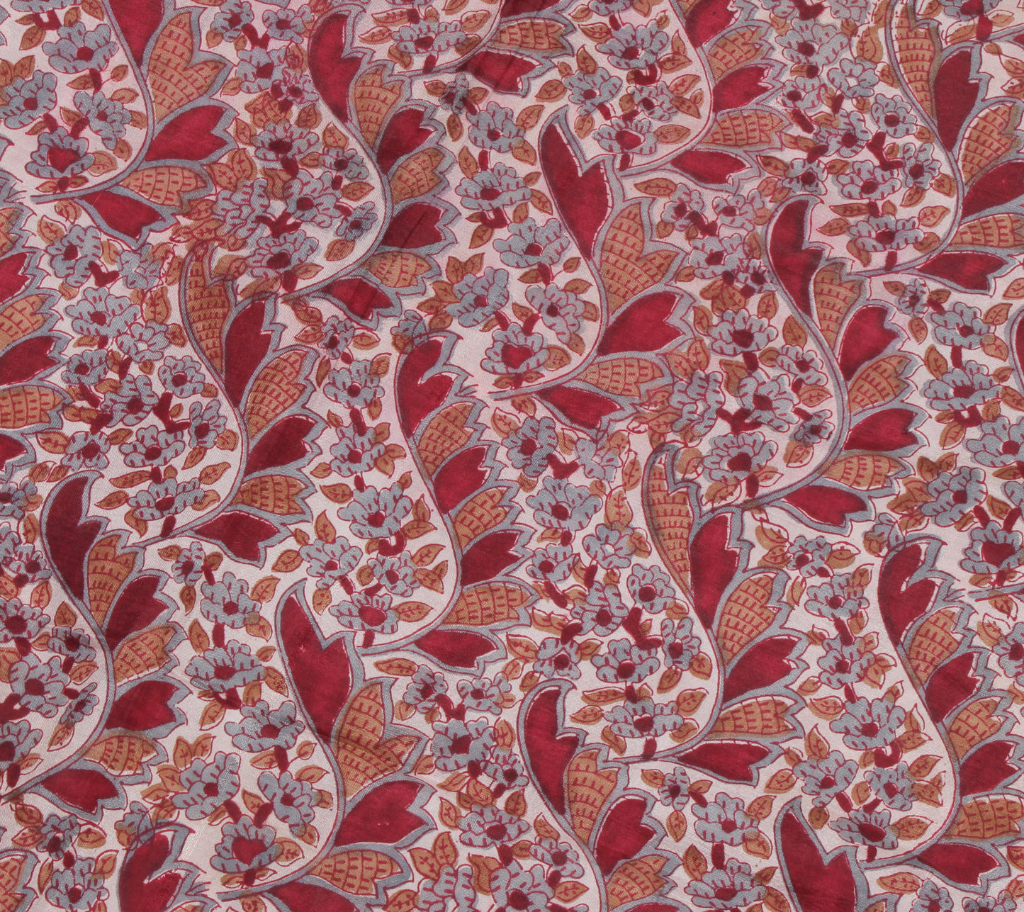 Sushila Vintage Cream Saree 100% Pure Silk Printed Floral Soft Craft Fabric