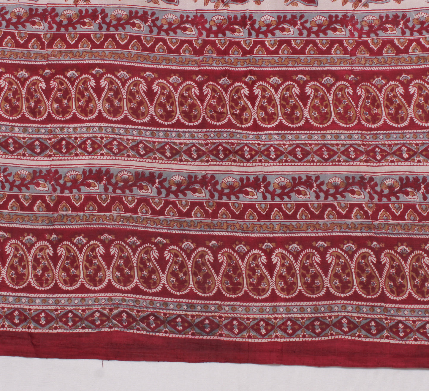 Sushila Vintage Cream Saree 100% Pure Silk Printed Floral Soft Craft Fabric