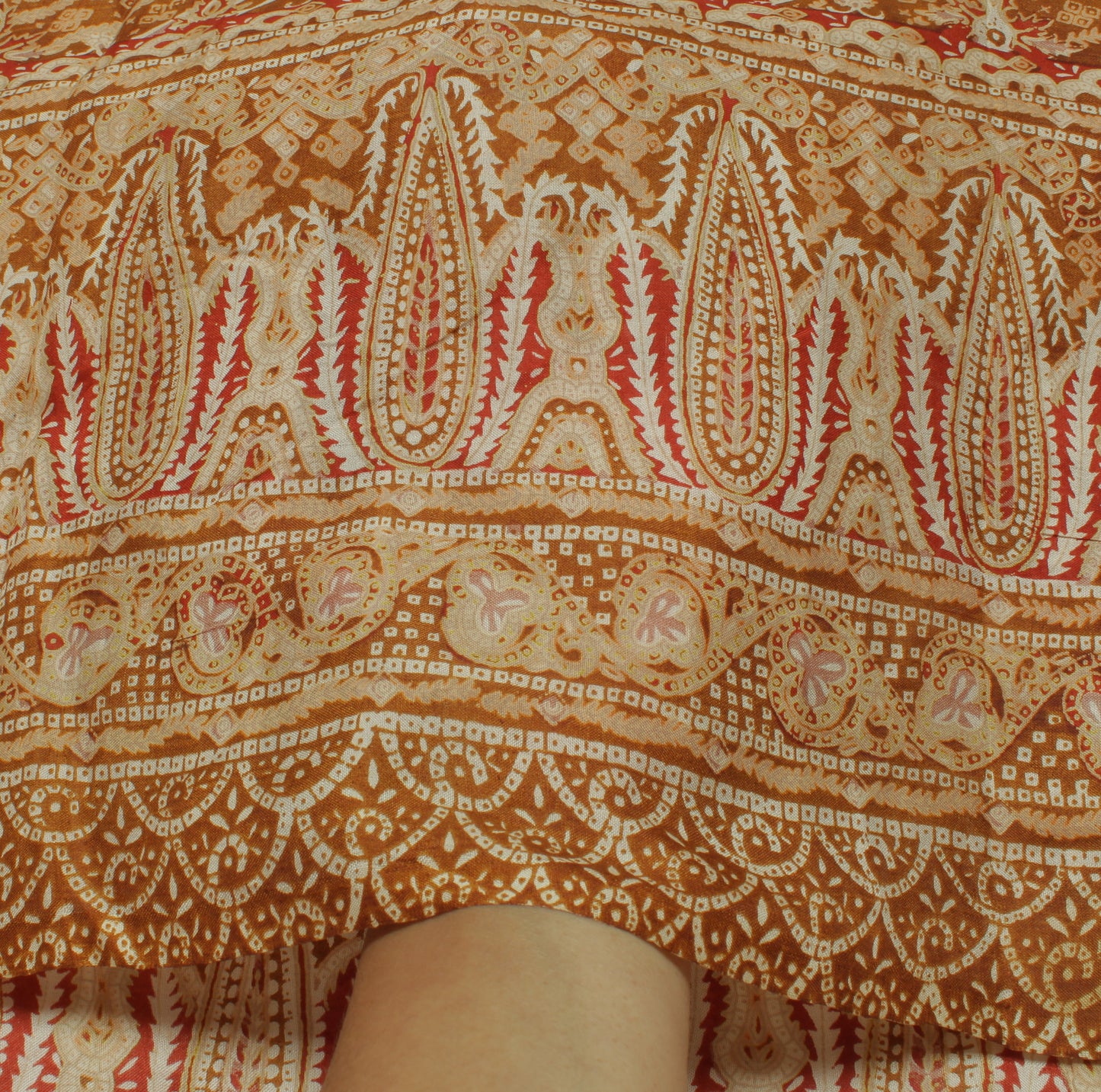 Sushila Vintage Brown Saree 100% Pure Silk Printed Floral Soft Craft Fabric