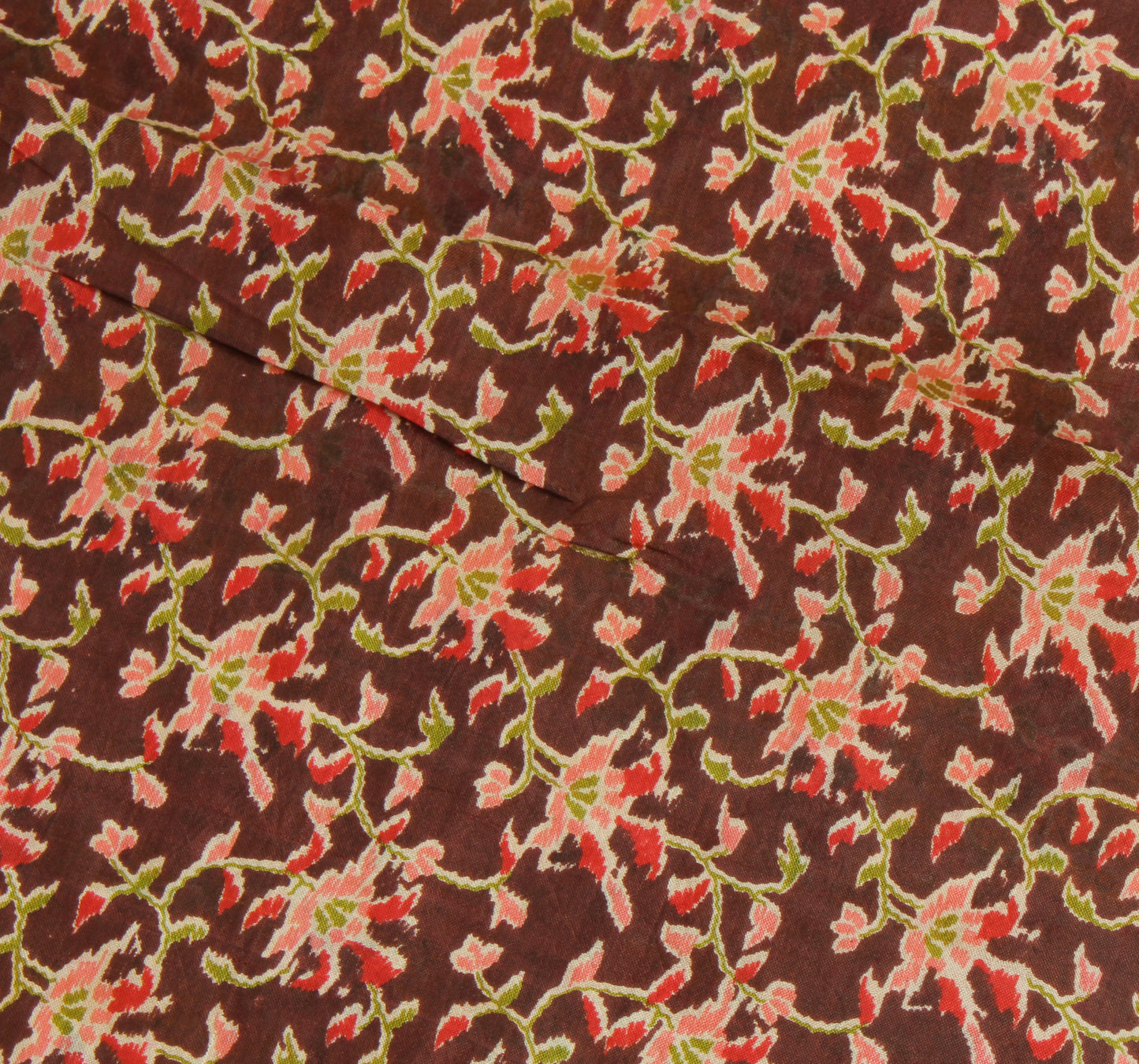 Sushila Vintage Mustard Saree 100% Pure Silk Printed Floral Soft Craft Fabric