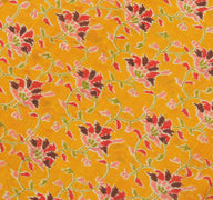 Sushila Vintage Mustard Saree 100% Pure Silk Printed Floral Soft Craft Fabric