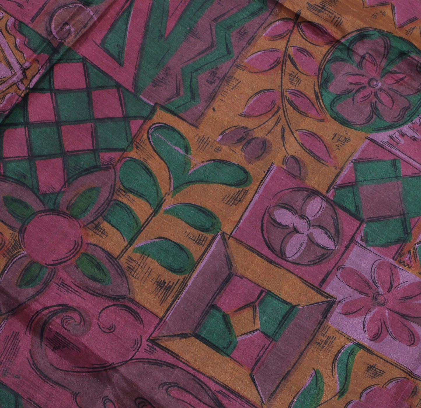 Sushila Vintage Indian Saree 100% Pure Silk Printed Soft Craft 5 Yard Fabric
