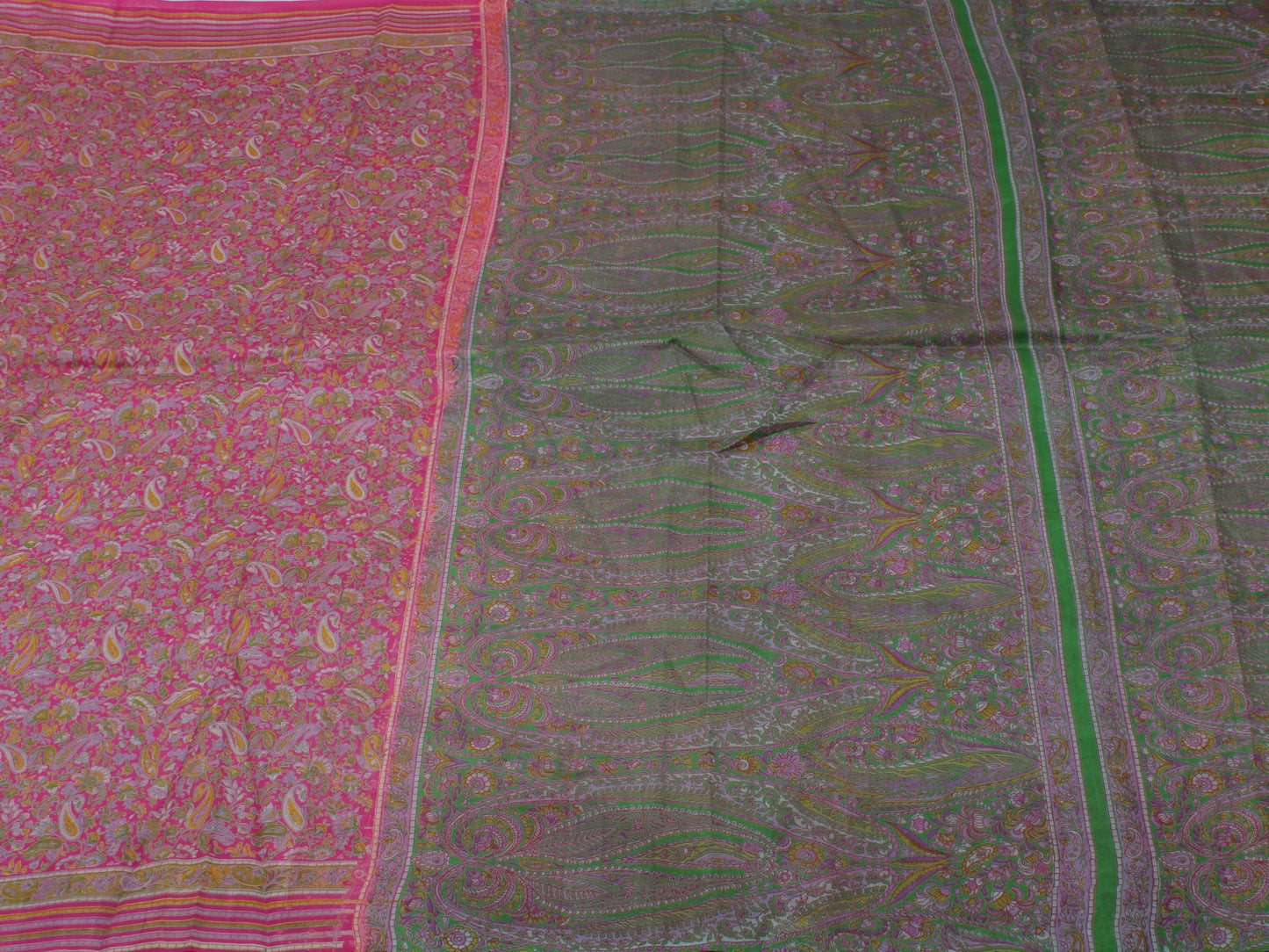 Sushila Vintage Magenta Saree 100% Pure Silk Printed Floral Soft Craft Fabric