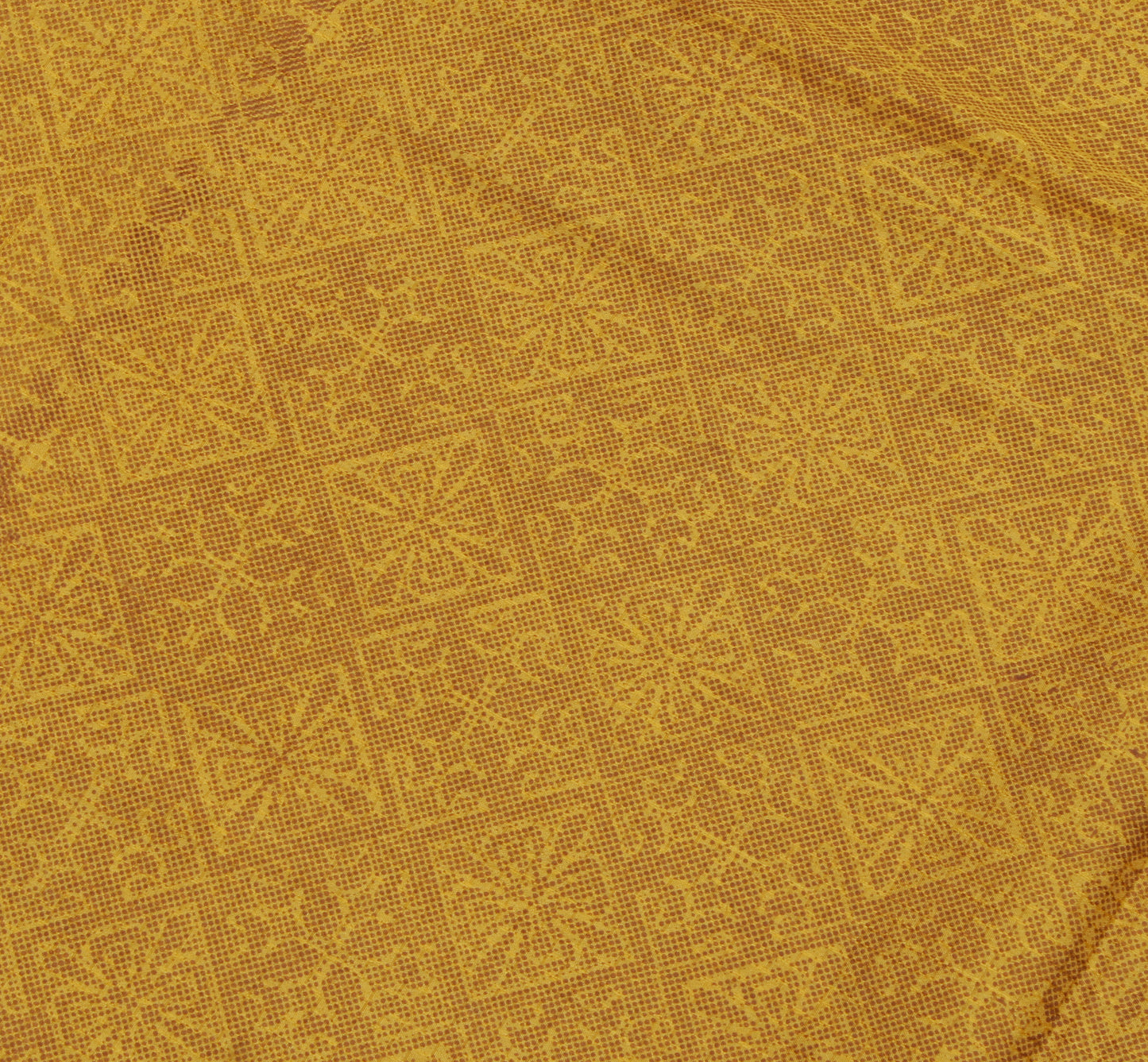 Sushila Vintage Mustard Saree 100% Pure Silk Printed Floral Soft Craft Fabric