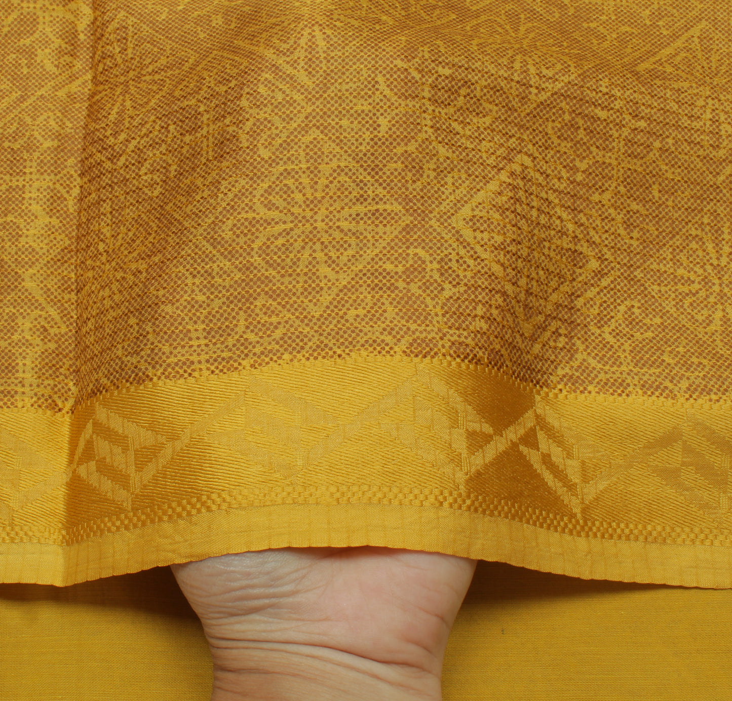 Sushila Vintage Mustard Saree 100% Pure Silk Printed Floral Soft Craft Fabric