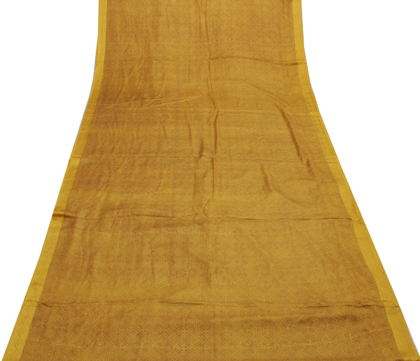 Sushila Vintage Mustard Saree 100% Pure Silk Printed Floral Soft Craft Fabric
