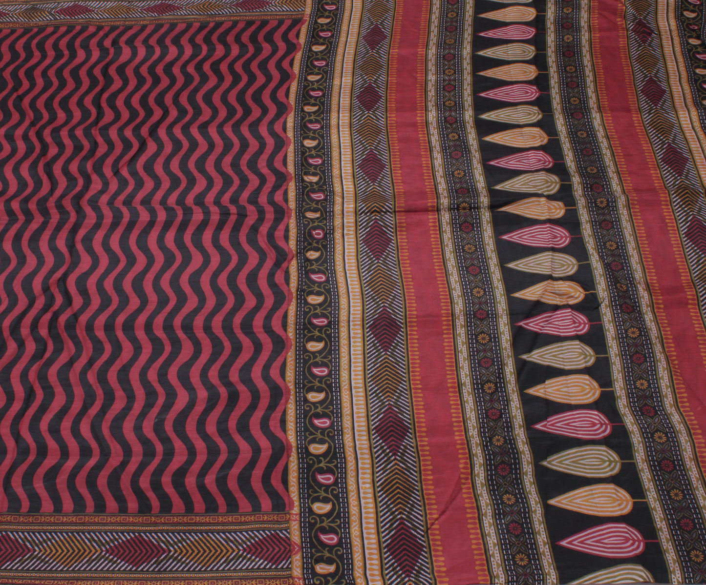 Sushila Vintage Red Saree 100% Pure Silk Printed Leheriya Soft Craft Fabric